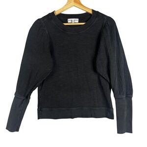 APIECE APART Black Organic Cotton Puff Sleeve Crewneck Sweatshirt XS